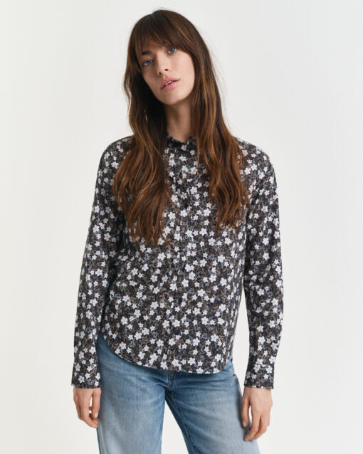 Gant Woman Reg Floral Print Voile Shirt Classic Blue