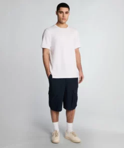 Lyle & Scott Cotton Linen Cargo Shorts Dark Navy
