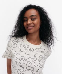Marimekko  Heleys Piirto Unikko T-shirt Off White, Black