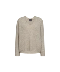 Mos Mosh Thora V-Neck Knit Feather Gray