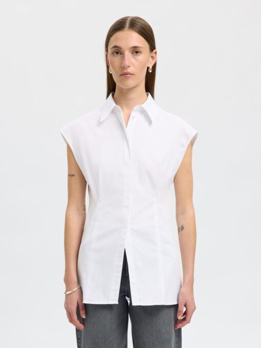 Slffina Slim SS Shirt Bright White