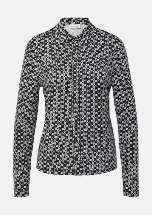 Comma, Print Blouse Black