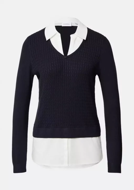 Comma, Layered Pullover Blue