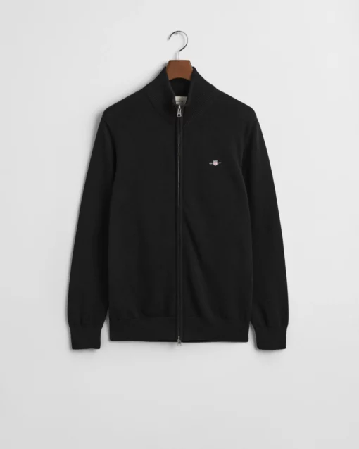 Gant Casual Cotton Zip Cardigan Black