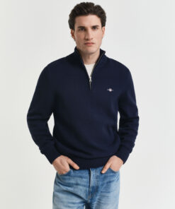 Gant Casual Cotton Half Zip Evening Blue