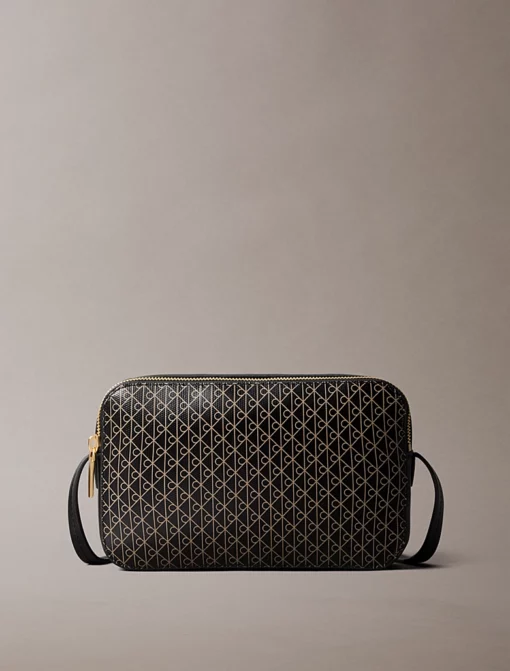 Calvin Klein Allover Monogram Logo Camera Bag Black AOP