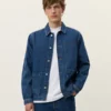 Les Deux Layton Washed Denim Overshirt Medium Indigo Wash