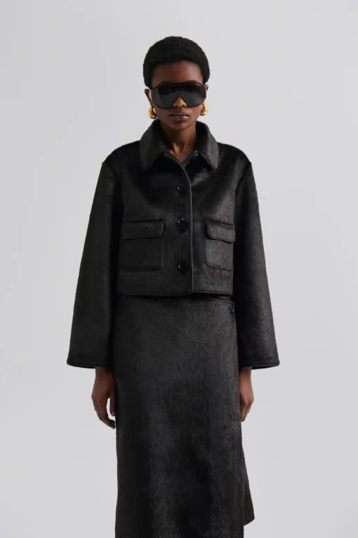 Malina Seressa Faux Boxy Jacket Chocolate