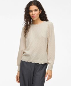 Viemi O-Neck Knit Top Super Light Natural Melange