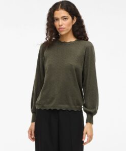 Viemi O-Neck Knit Top Super Light Natural Melange