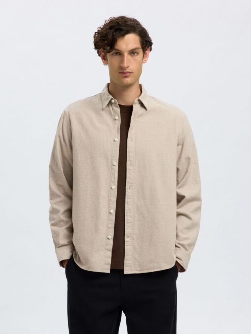 Slhregnoah Brushed Shirt Egret