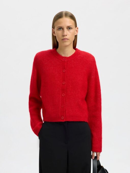 Slfsia Ras Cropped Cardigan Equestrian Red