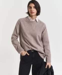 Gant Woman Soft Wool Lounge Sweater Taupe Beige