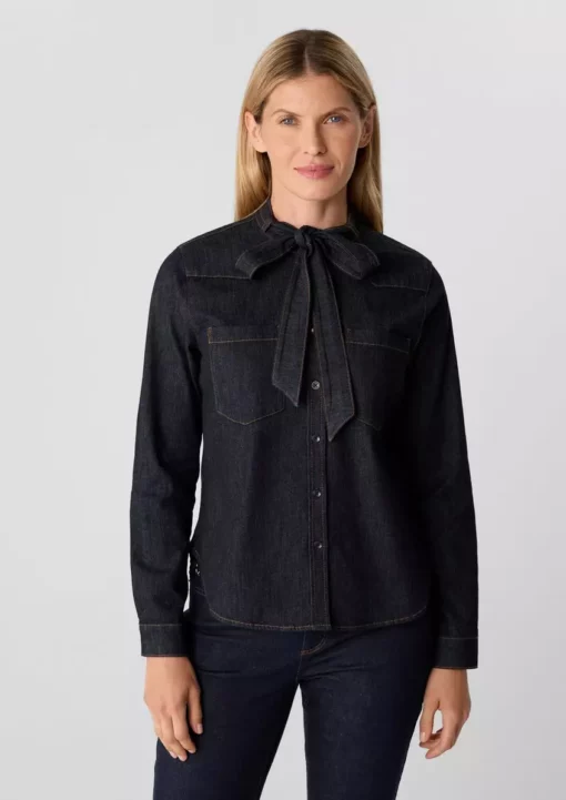 Comma, Denim Tie Blouse Blue