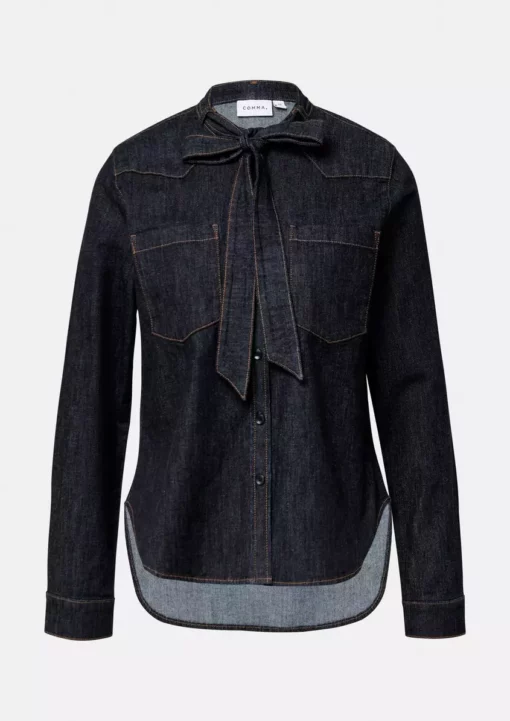 Comma, Denim Tie Blouse Blue