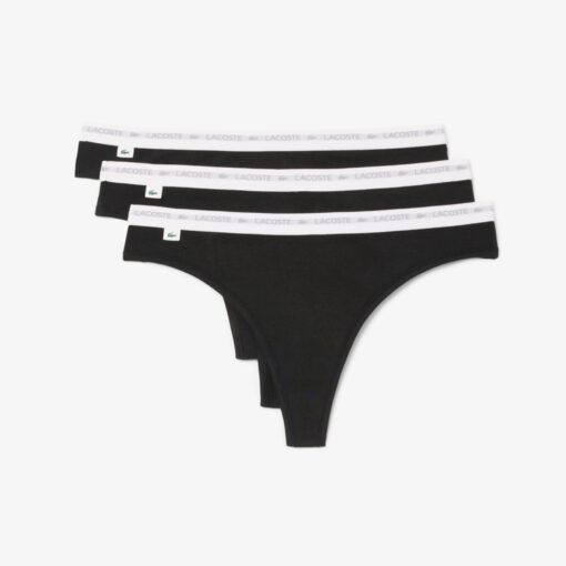 Lacoste 3-Pack Stretch Cotton String Briefs Black
