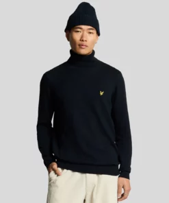 Lyle & Scott Cotton Merino Turtleneck Jumper Dark Navy