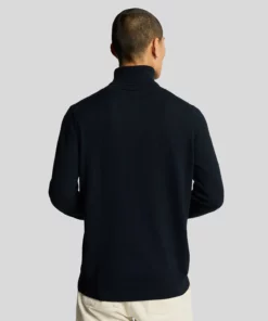 Lyle & Scott Cotton Merino Turtleneck Jumper Dark Navy