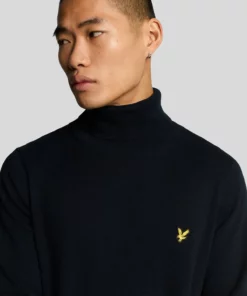Lyle & Scott Cotton Merino Turtleneck Jumper Dark Navy