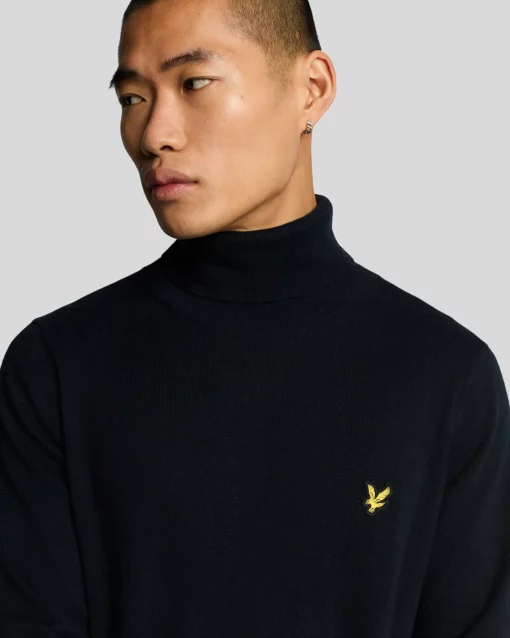Lyle & Scott Cotton Merino Turtleneck Jumper Dark Navy