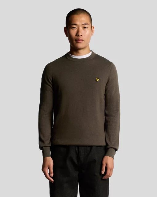 Lyle & Scott Cotton Merino Crew Neck Jumper Espresso