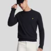 Lyle & Scott Lambswool Blend Crew Neck Jumper Dark Navy Marl