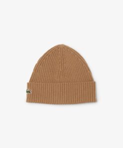 Lacoste Rib Knit Brushed Wool Beanie