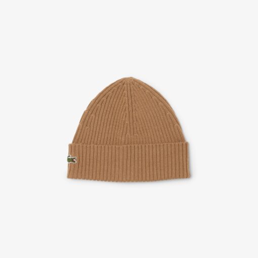 Lacoste Rib Knit Brushed Wool Beanie