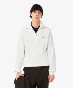 Lacoste Zip-Up High Neck Interlock Sweatshirt White