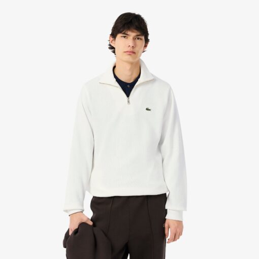 Lacoste Zip-Up High Neck Interlock Sweatshirt White