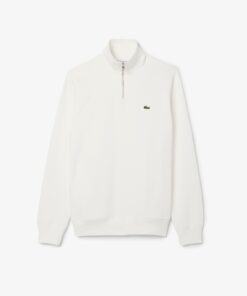 Lacoste Zip-Up High Neck Interlock Sweatshirt White