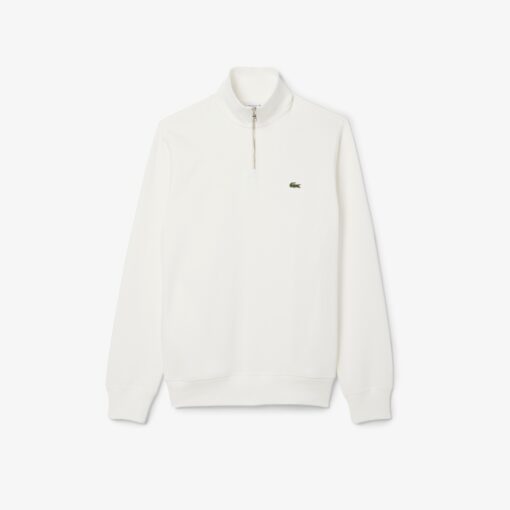 Lacoste Zip-Up High Neck Interlock Sweatshirt White