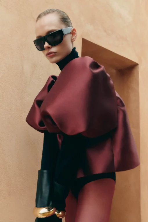 Malina Cleo Pouf Sleeve Blouse Wine