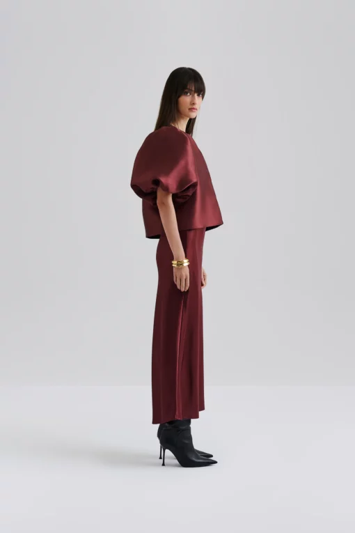 Malina Cleo Pouf Sleeve Blouse Wine