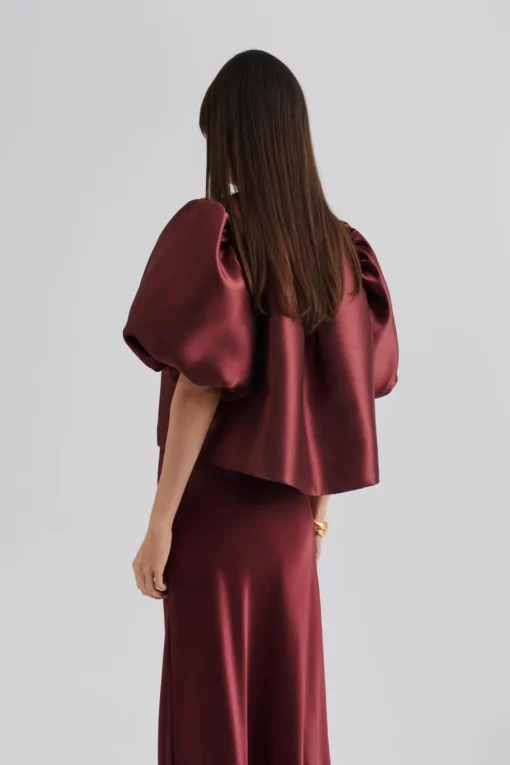 Malina Cleo Pouf Sleeve Blouse Wine