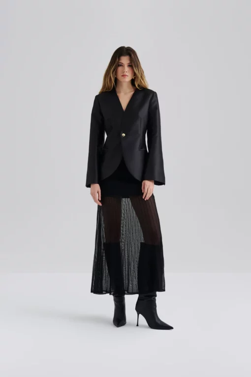 Malina Nori Heavy Satin Blazer Black