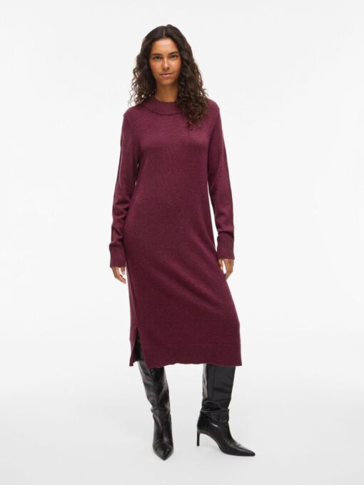 Viril Crew Neck L/S Midi Dress Fig