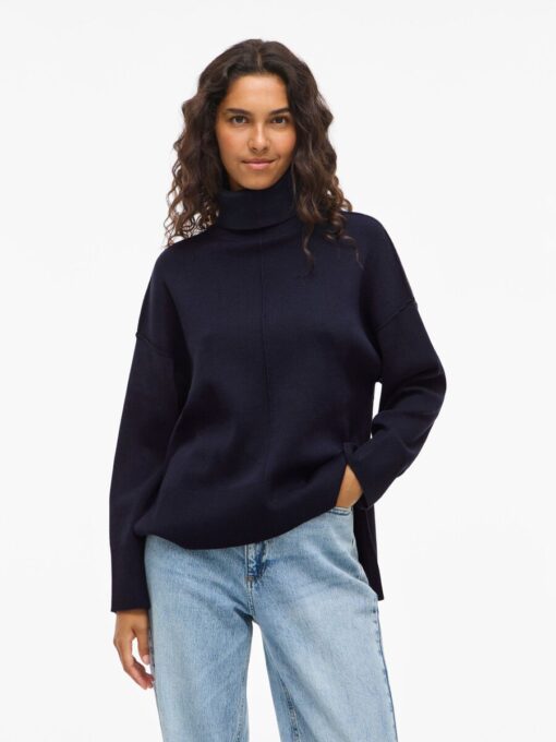 Viostria Rollneck Knit Navy Blazer
