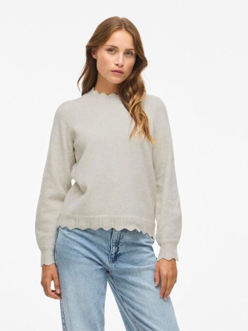 Vinikolina O-Neck Knit Top Super Light Natural Melange