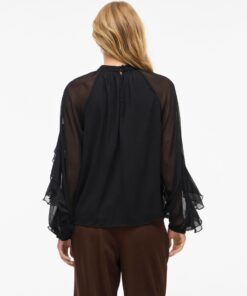 Vibinna High Neck Frill Top Black Beauty