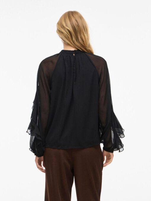 Vibinna High Neck Frill Top Black Beauty