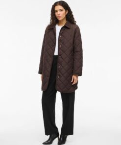 Viquila Corduroy Quilt Long Jacket Coffee Bean