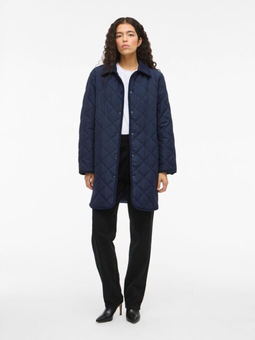 Viquila Corduroy Quilt Long Jacket Navy Blazer