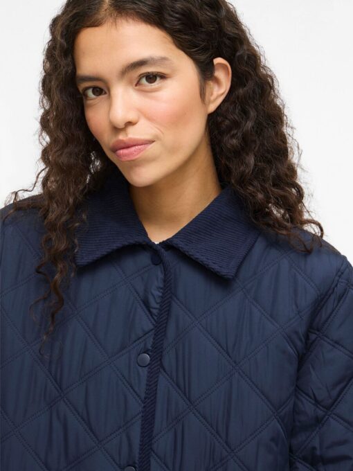 Viquila Corduroy Quilt Long Jacket Navy Blazer