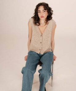 Grace & Mila Santa Knit Vest Beige