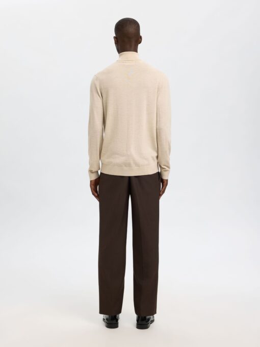 Selected Homme Tray Merino Roll Neck Sweater Oatmeal