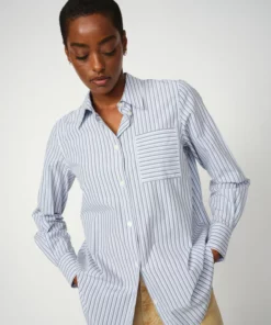 Mos Mosh MMElinda Slim Stripe Shirt Brunnera Blue