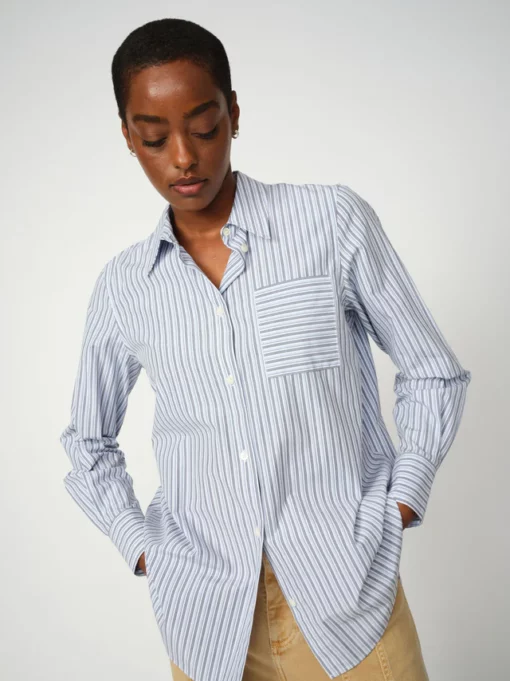 Mos Mosh MMElinda Slim Stripe Shirt Brunnera Blue