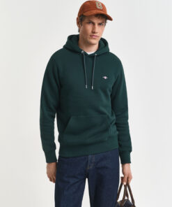 Gant Reg Shield Hoodie Tartan Green
