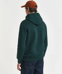 Gant Reg Shield Hoodie Tartan Green